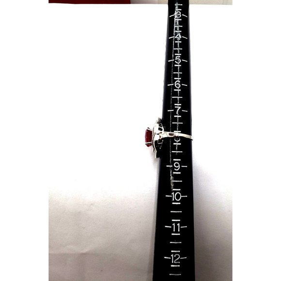 Cocktail Ring 14k white gold, Red Cubic Zirconia Size 8 - Picture 8 of 12